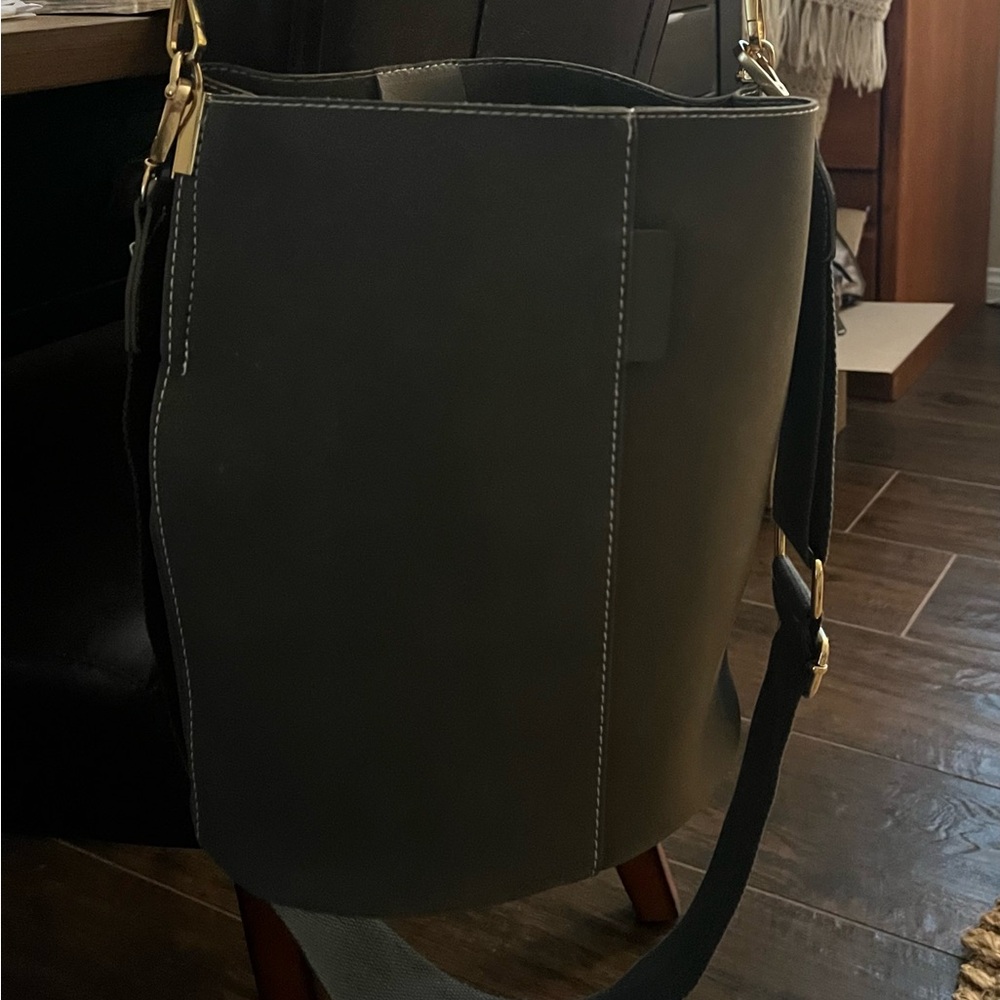 Suede Gray Bucket Bag